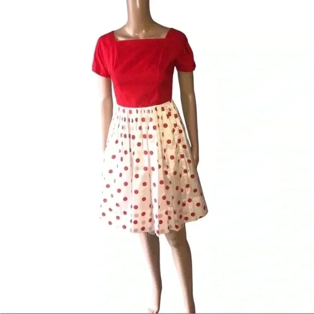 MOTB Cocktail VLV Vintage 50’s Debby Ross  Red and White Polka Dot dress